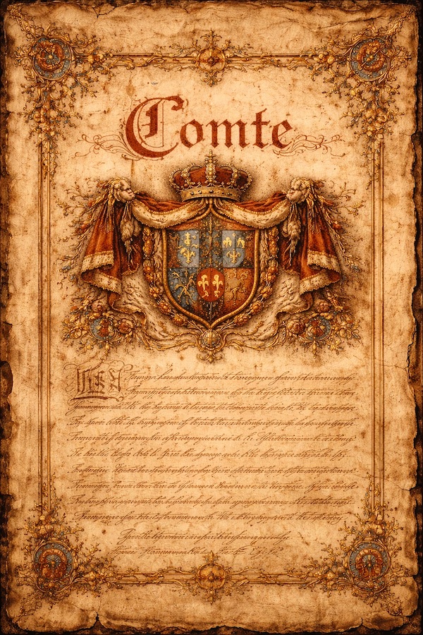 compte noble title parchment portrait